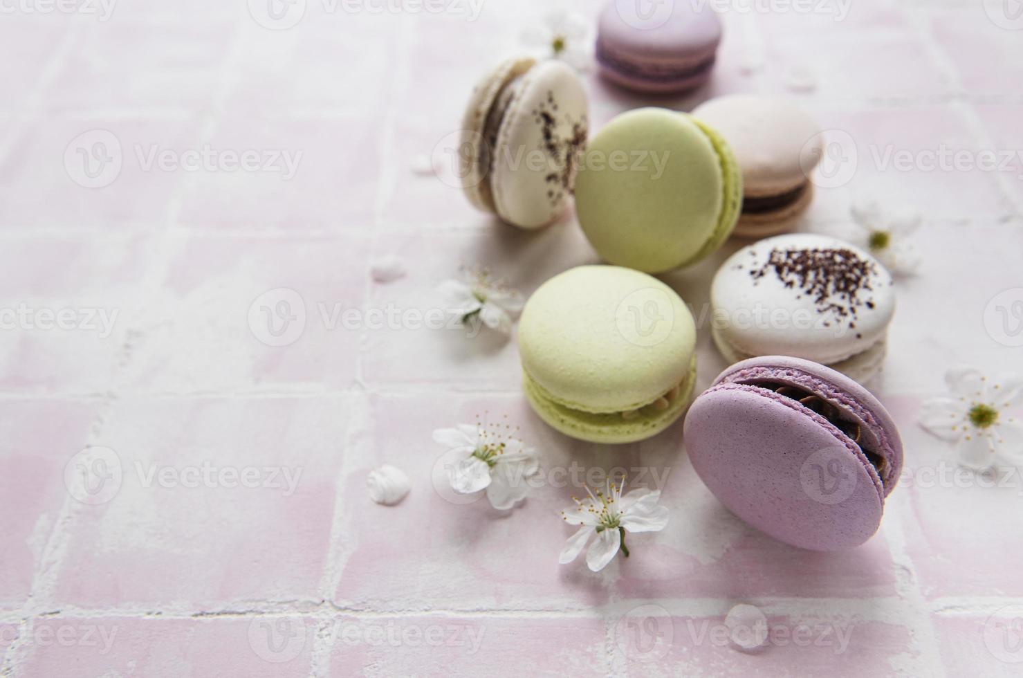 macarons français colorés photo