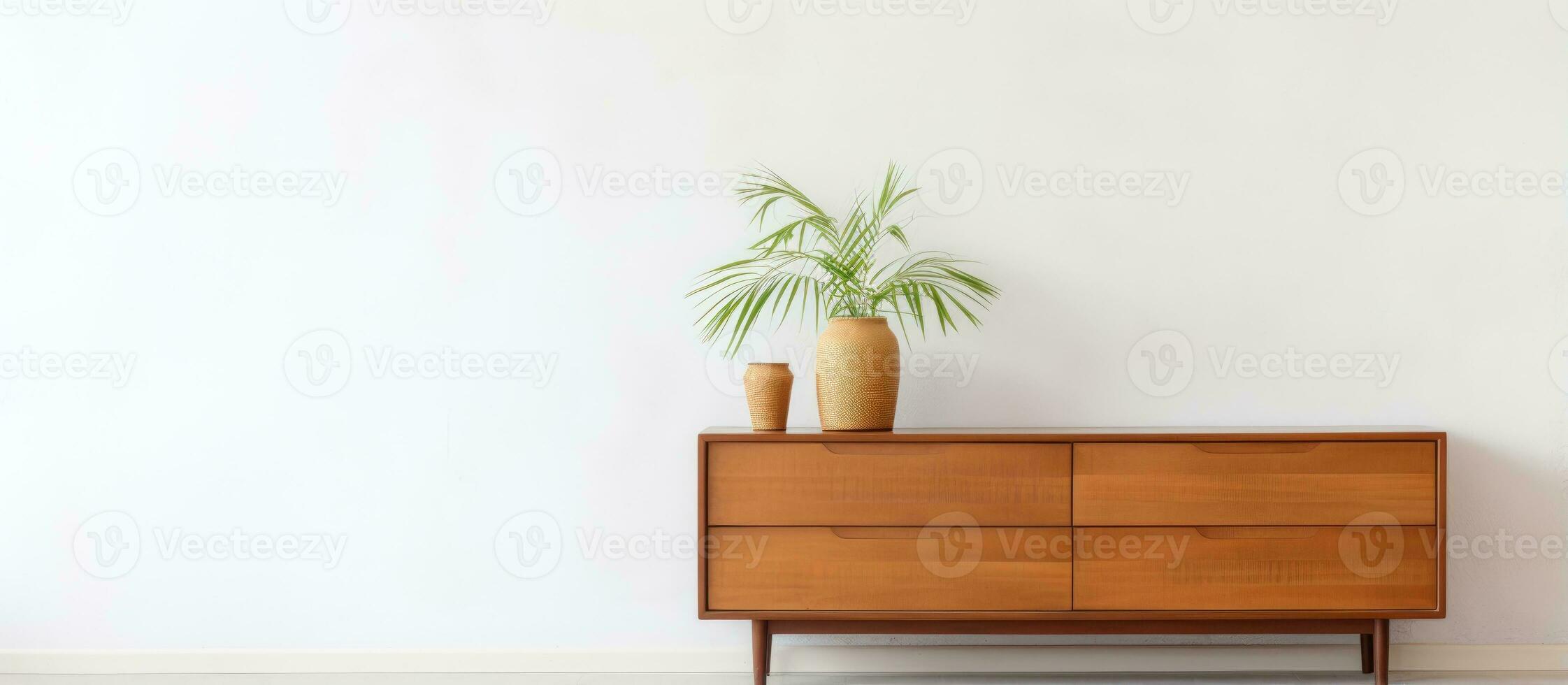 en bois une commode par blanc mur à l'intérieur photo