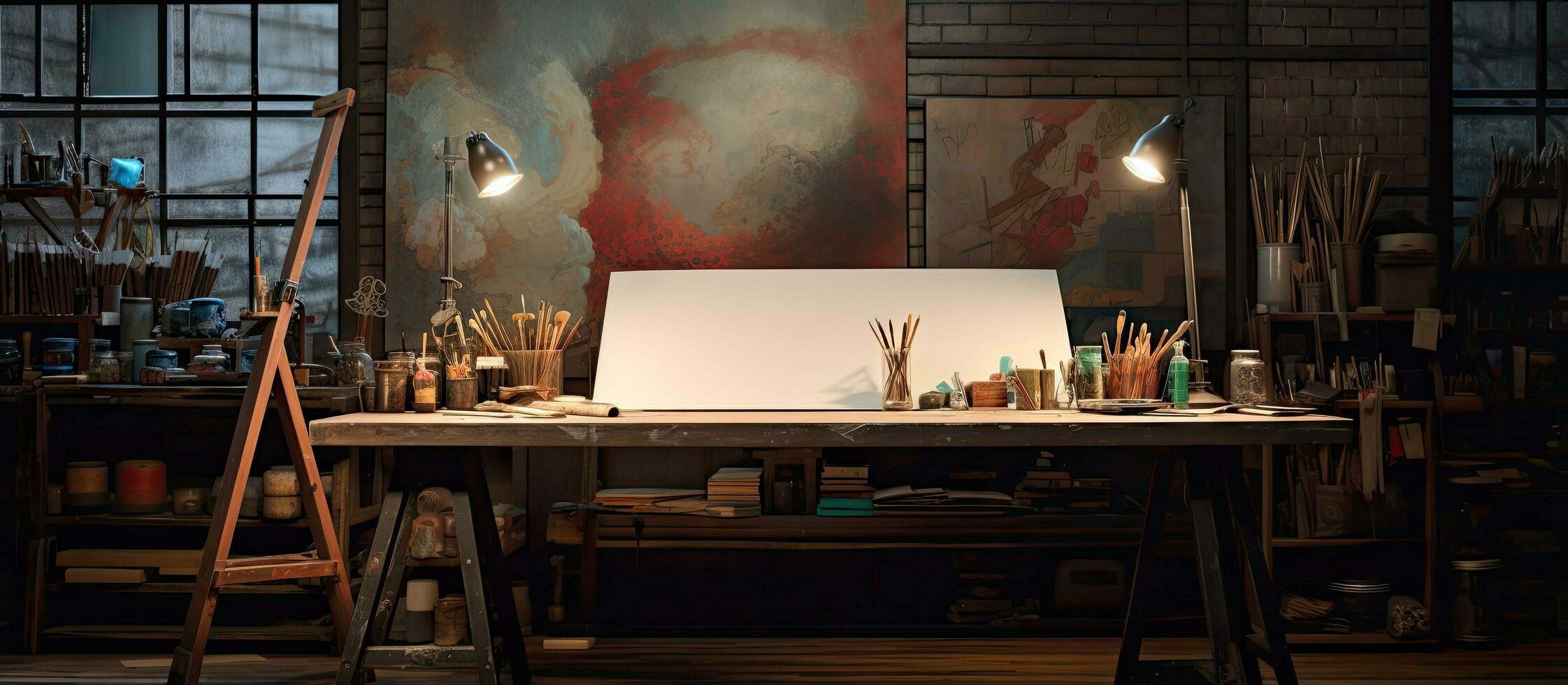 Accueil studio avec une rédaction table photo