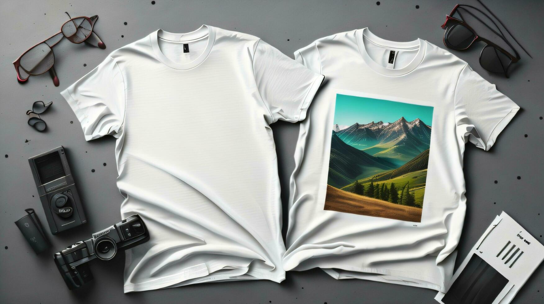 t-shirts maquette avec texte espace sur colrful Contexte HD ai photo