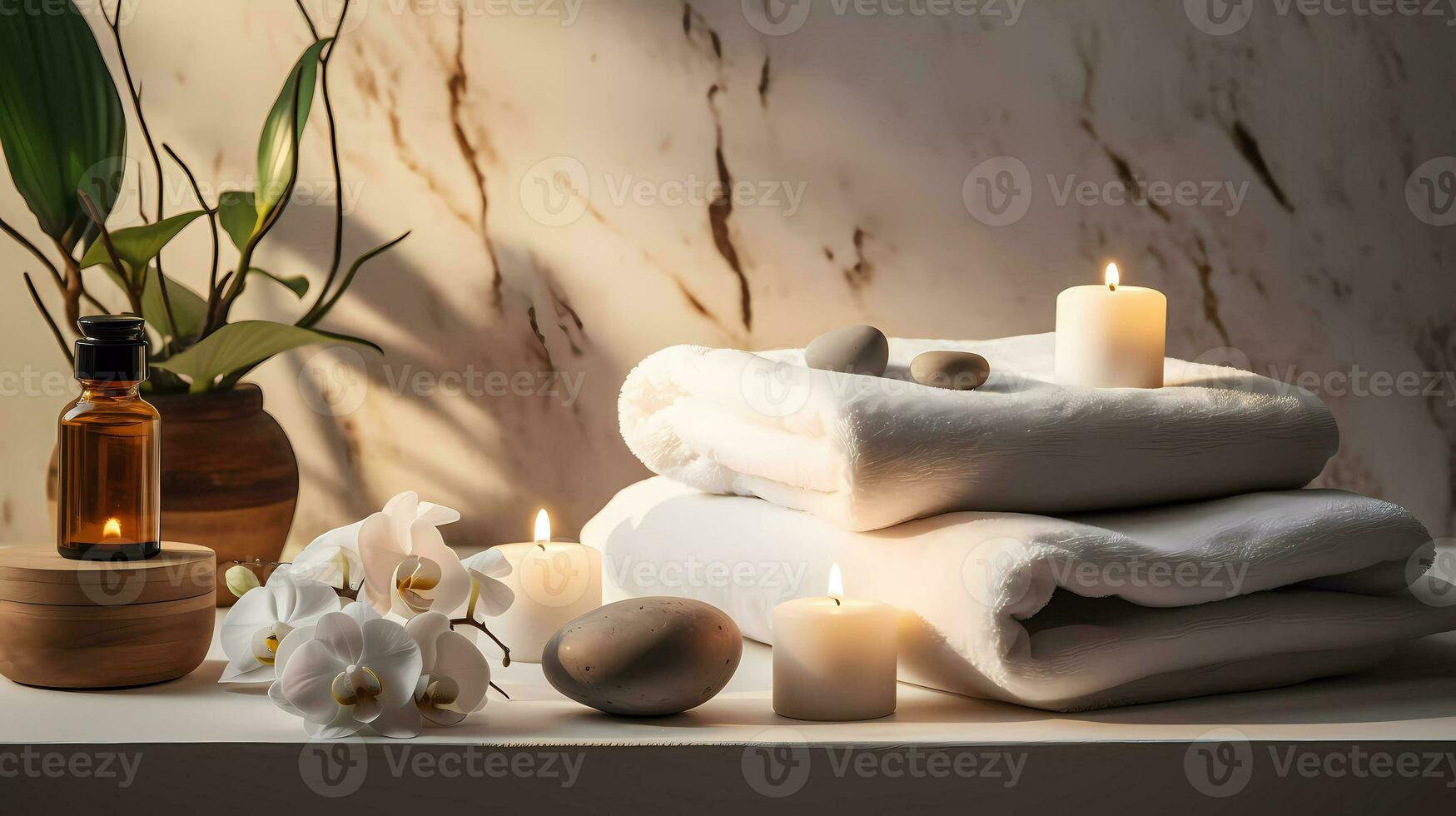 spa accessoire composition ensemble dans journée spa hôtel, beauté bien-être centre. spa produit sont mis dans luxe spa recours chambre, prêt pour massage thérapie de professionnel service. photo