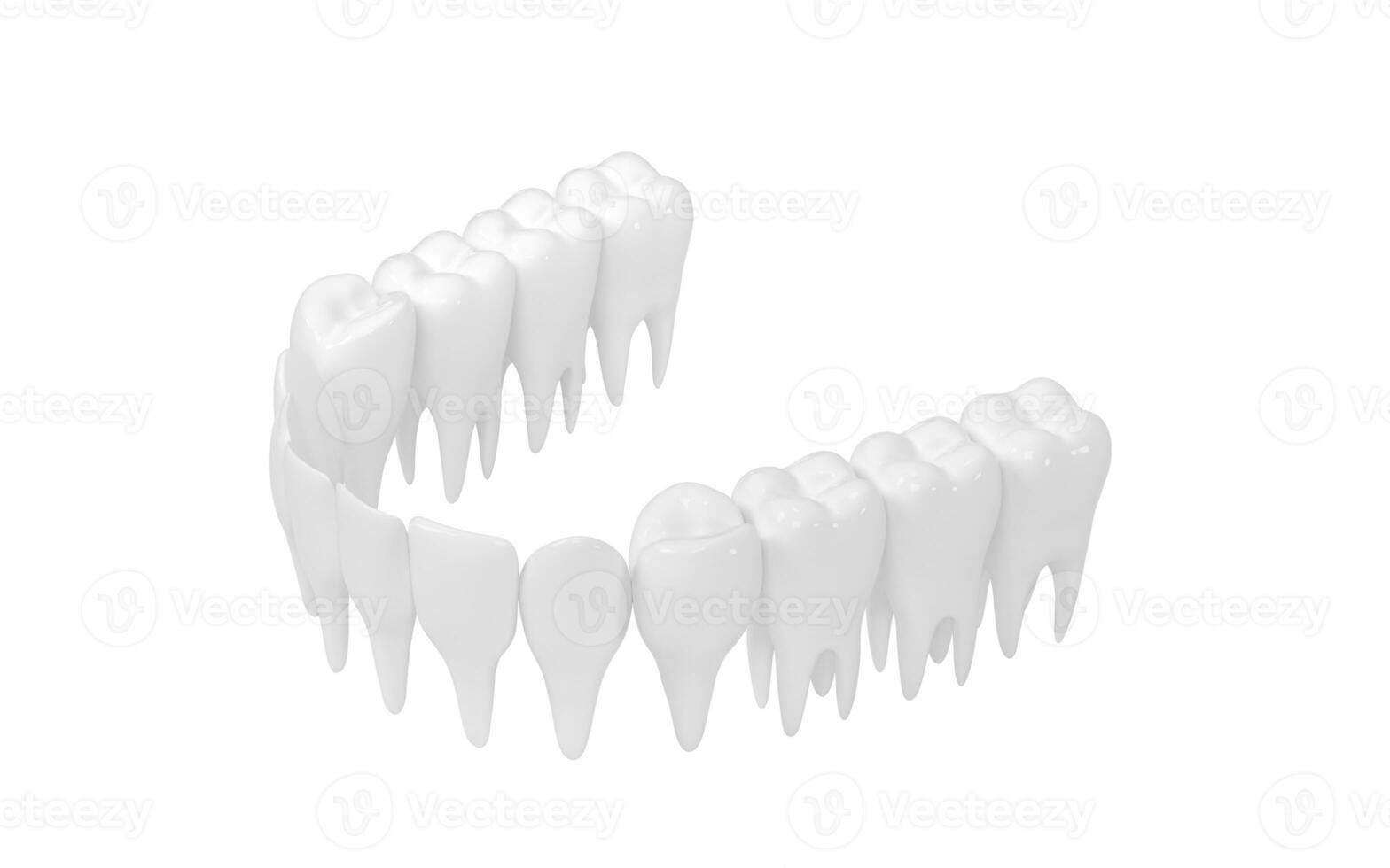 en bonne santé dents, les dents traitement, 3d le rendu. photo