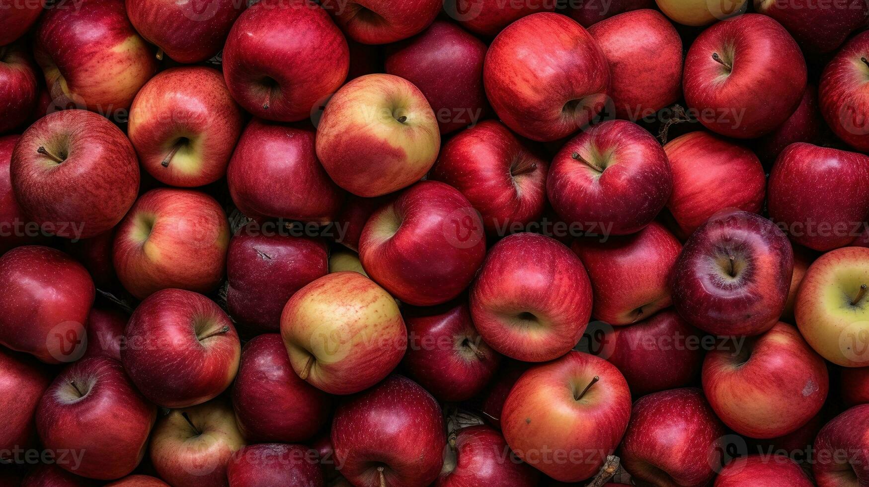 réaliste photo de une bouquet de rouge pommes. Haut vue fruit paysage. ai généré
