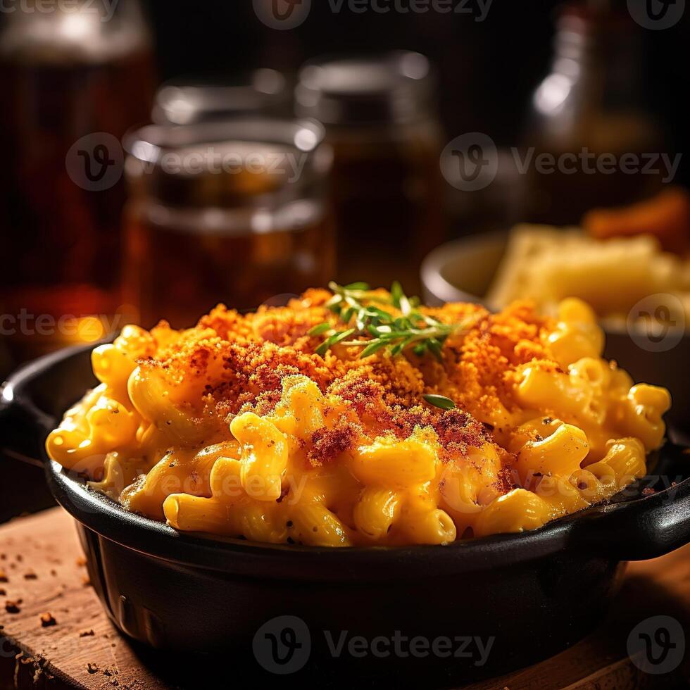 réaliste photo de Mac et fromage. fermer nourriture la photographie. ai généré