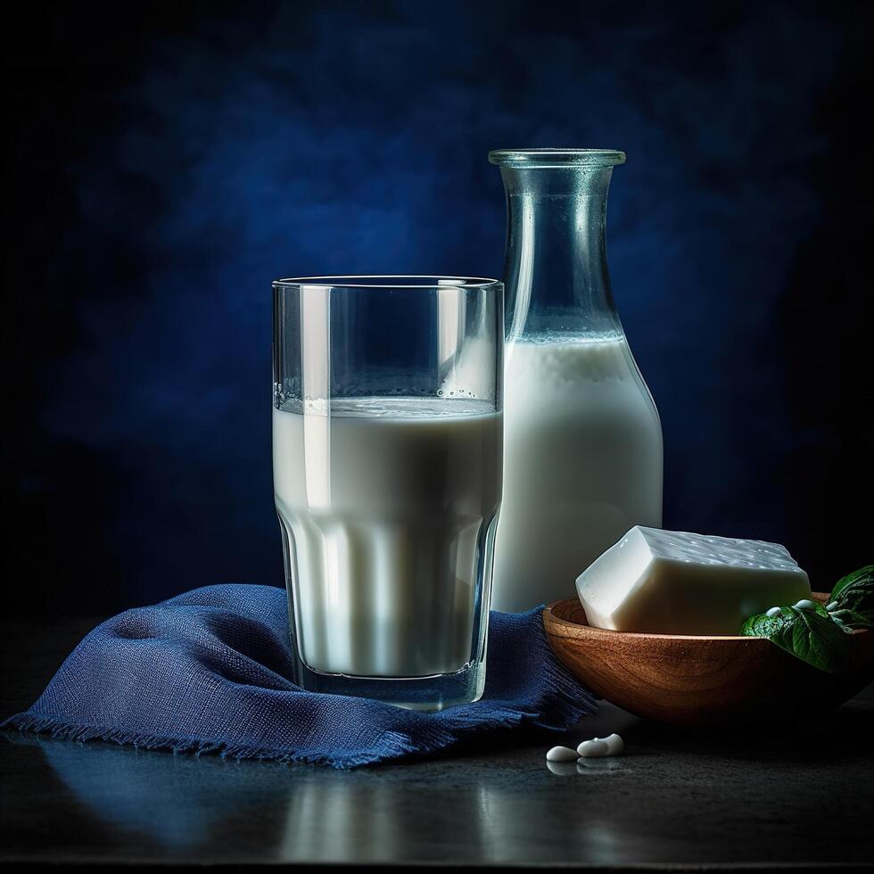 réaliste photo de Frais lait. fermer nourriture la photographie. ai généré