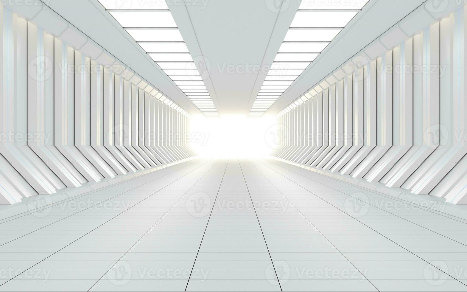 blanc science fiction tunnel, 3d le rendu. photo