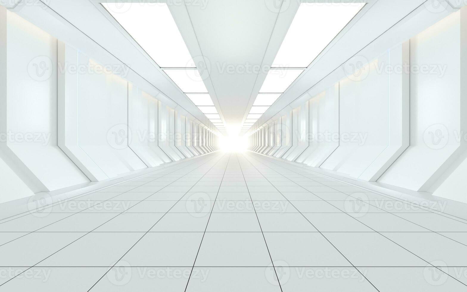 blanc science fiction tunnel, 3d le rendu. photo