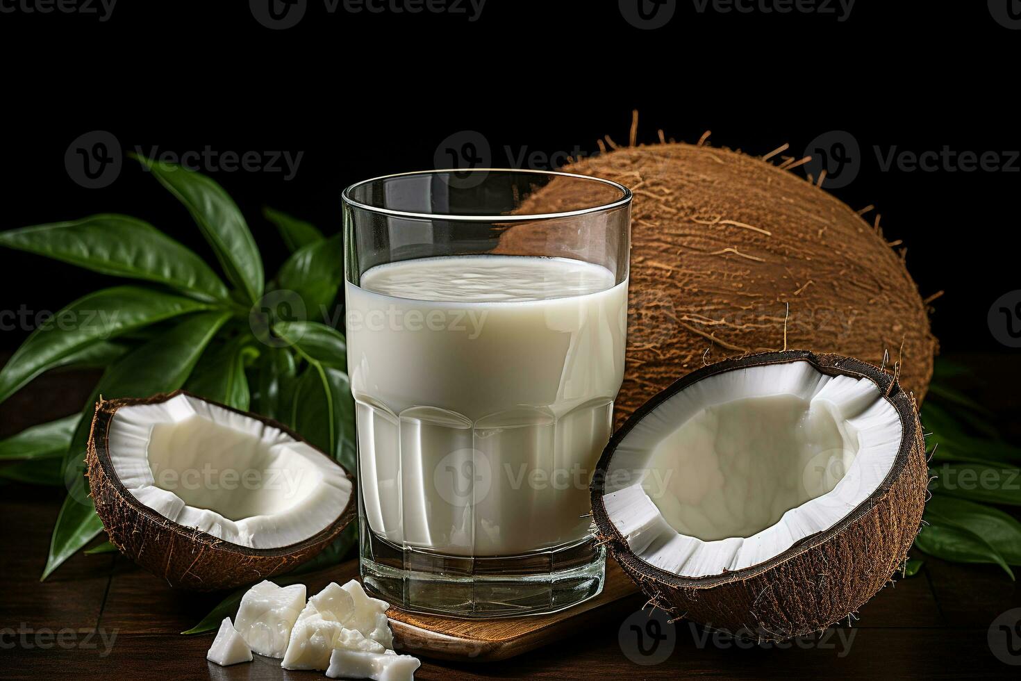 Frais noix de coco Lait avec noix de coco .santé nourriture, régime concept.créé avec génératif ai technologie. photo