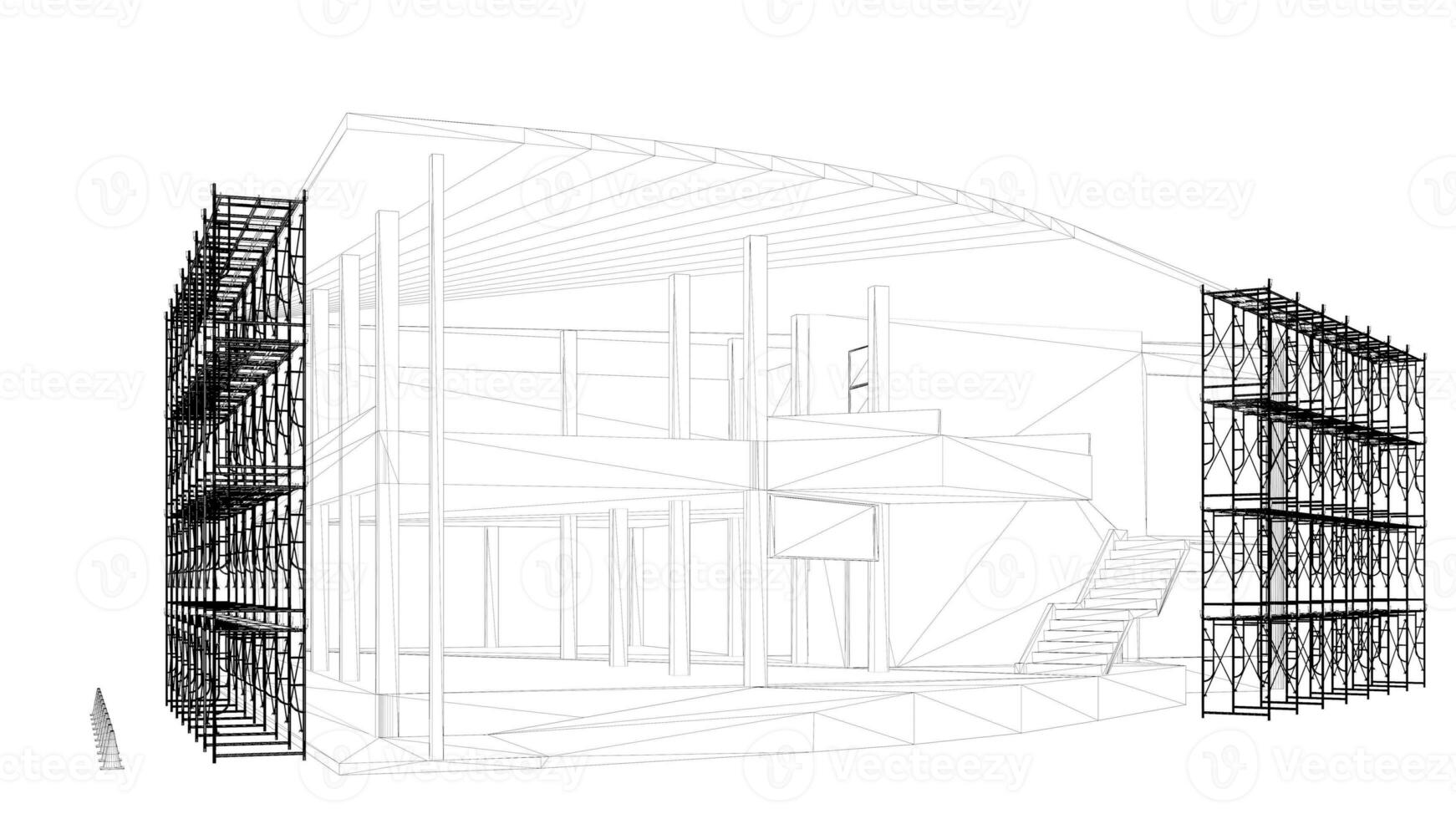 3d illustration de bâtiment et construction photo