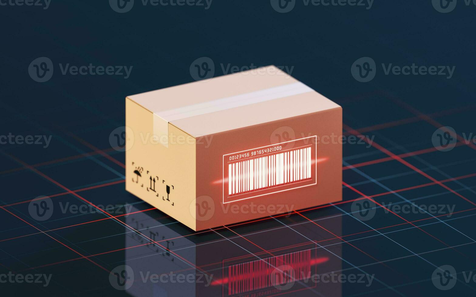 carton et bar code, marchandise inspection et transport, 3d le rendu. photo