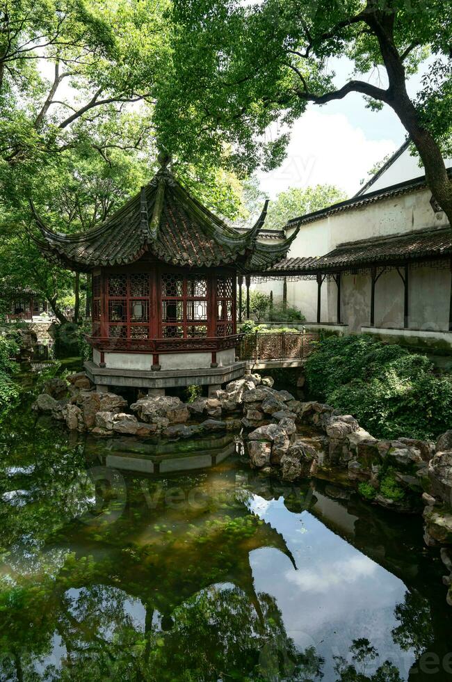 ancien traditionnel jardin, Suzhou jardin, dans Chine. photo