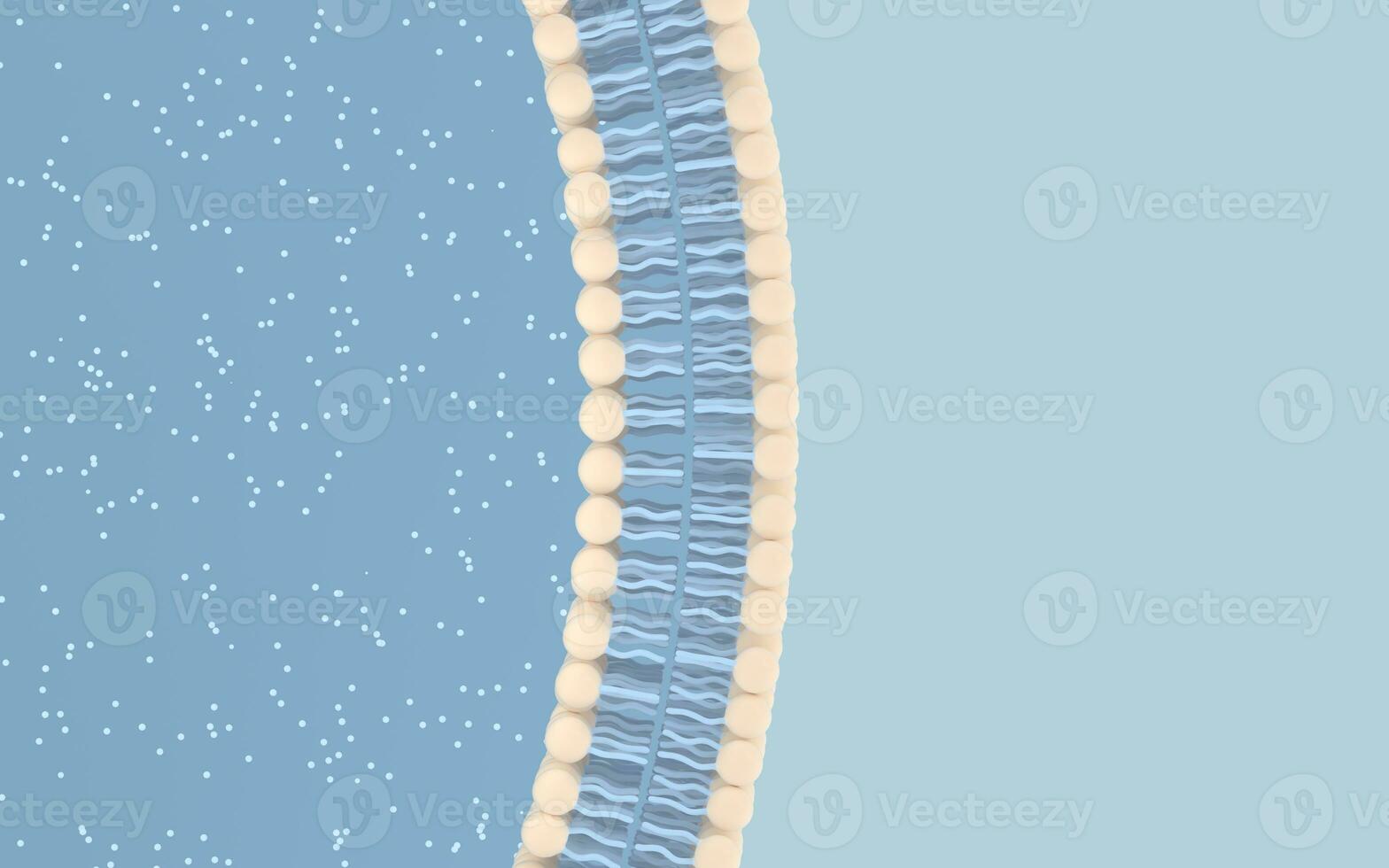 cellule membrane avec bleu arrière-plan, 3d le rendu. photo