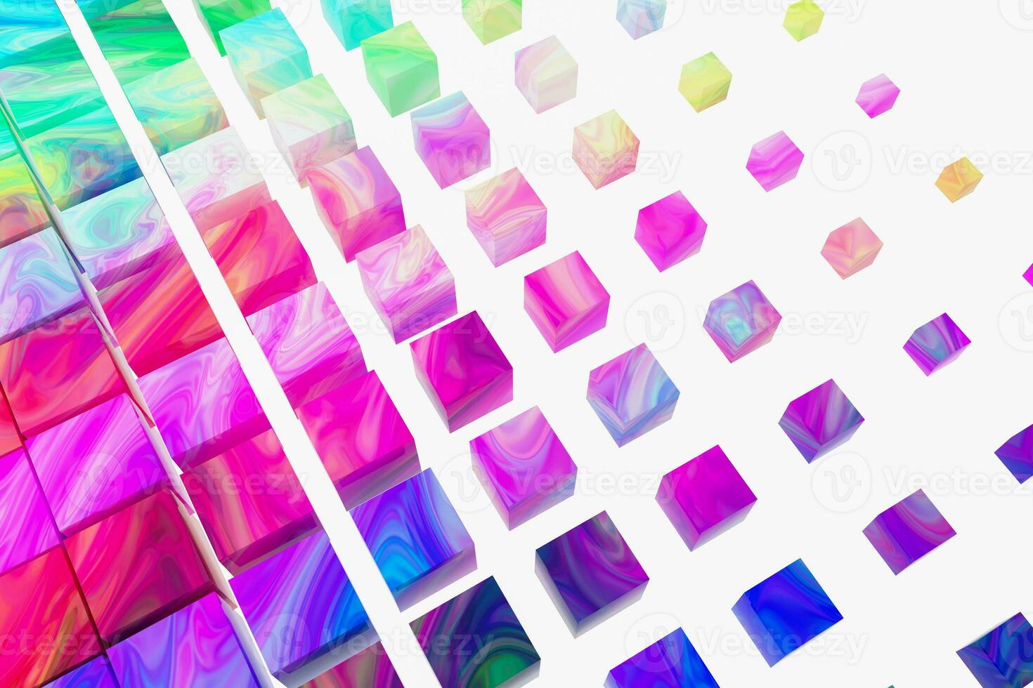 cubes avec vague coloré La peinture modèle, 3d le rendu. photo