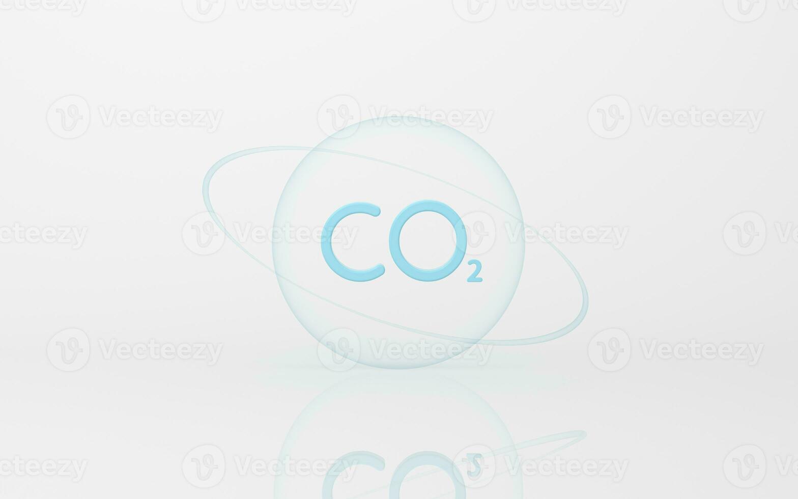 carbone les émissions avec une blanc arrière-plan, 3d le rendu. photo
