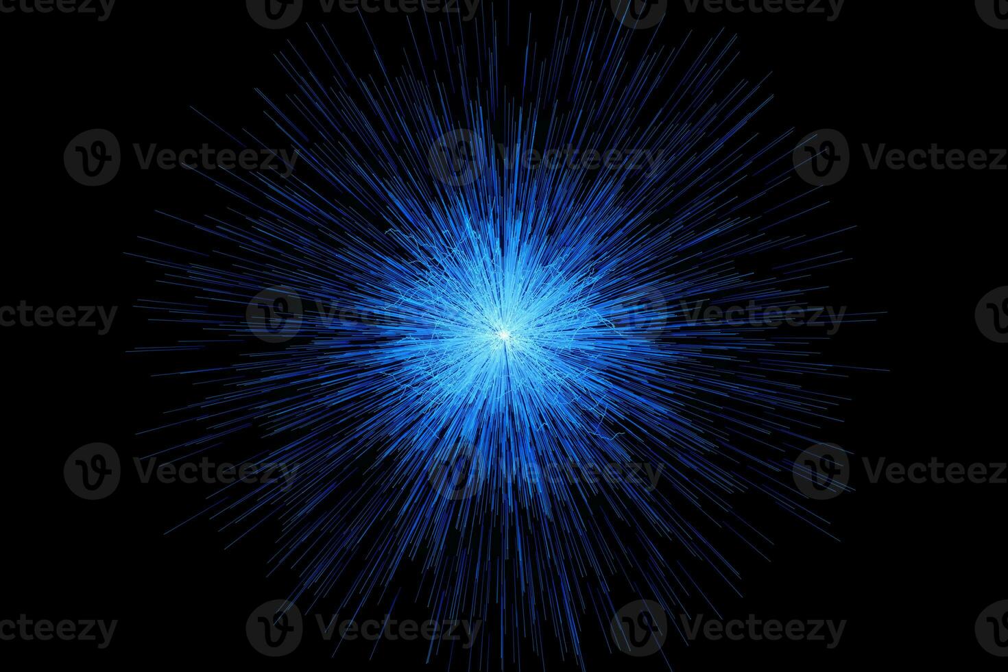 bleu embrasé radial lignes, magique lignes, 3d le rendu. photo