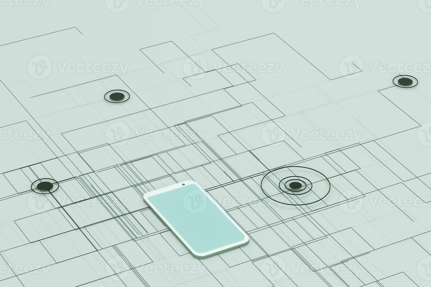 mobile avec blanc arrière-plan, intelligent mobile téléphone,3d,rendu. photo