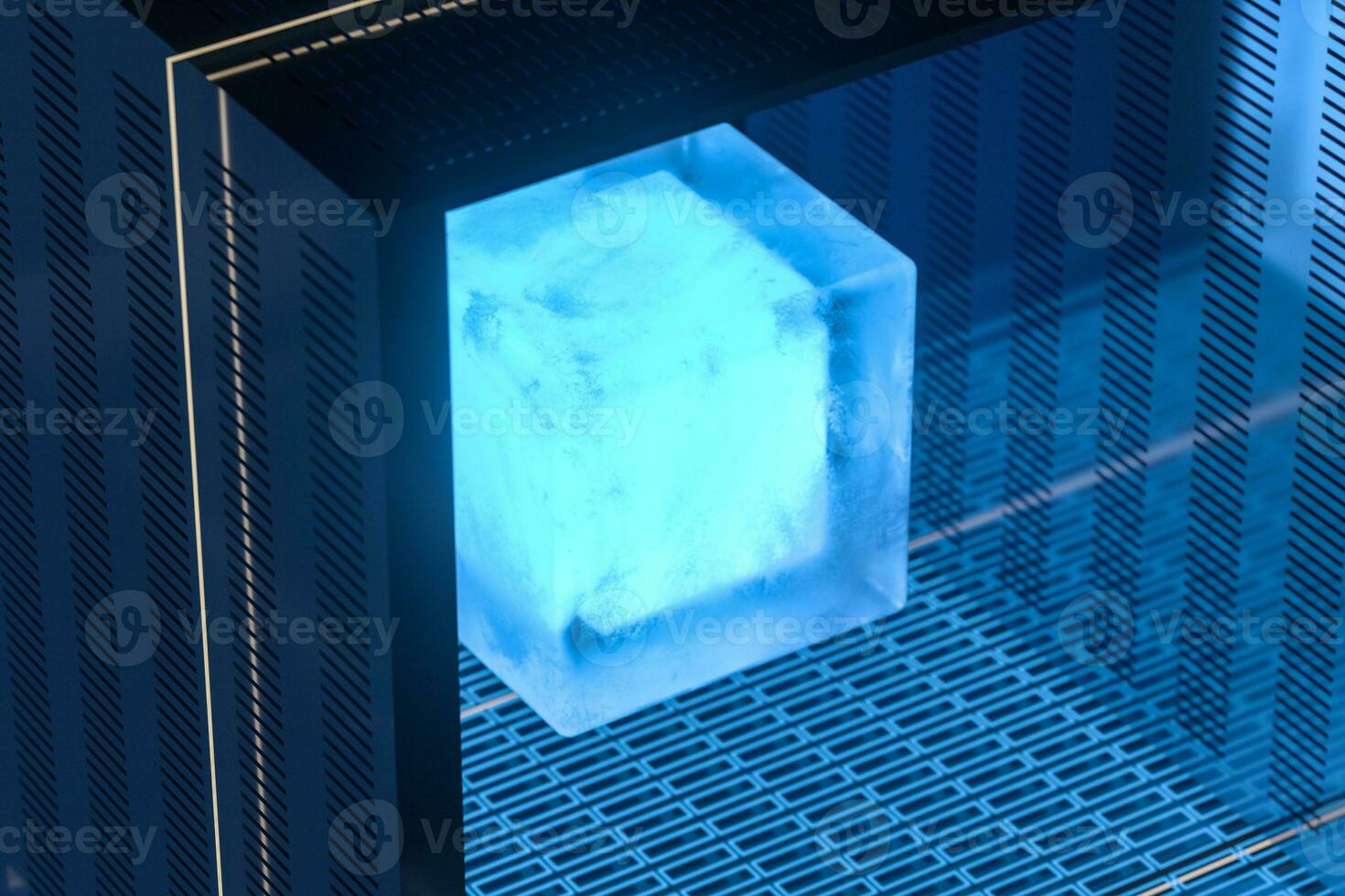 bleu et d'or cube avec verre matériel, 3d le rendu. photo