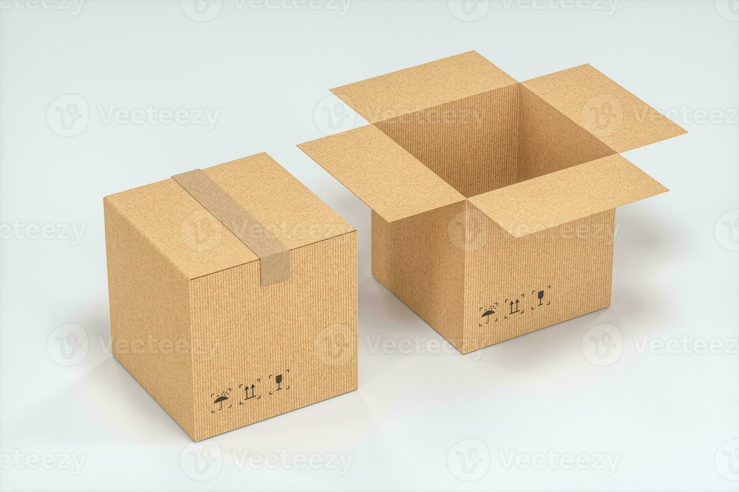 le cartons sont empilés contre une blanc arrière-plan, 3d le rendu. photo