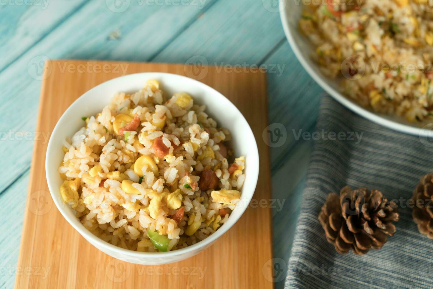 chinois frit riz avec bleu Contexte photo