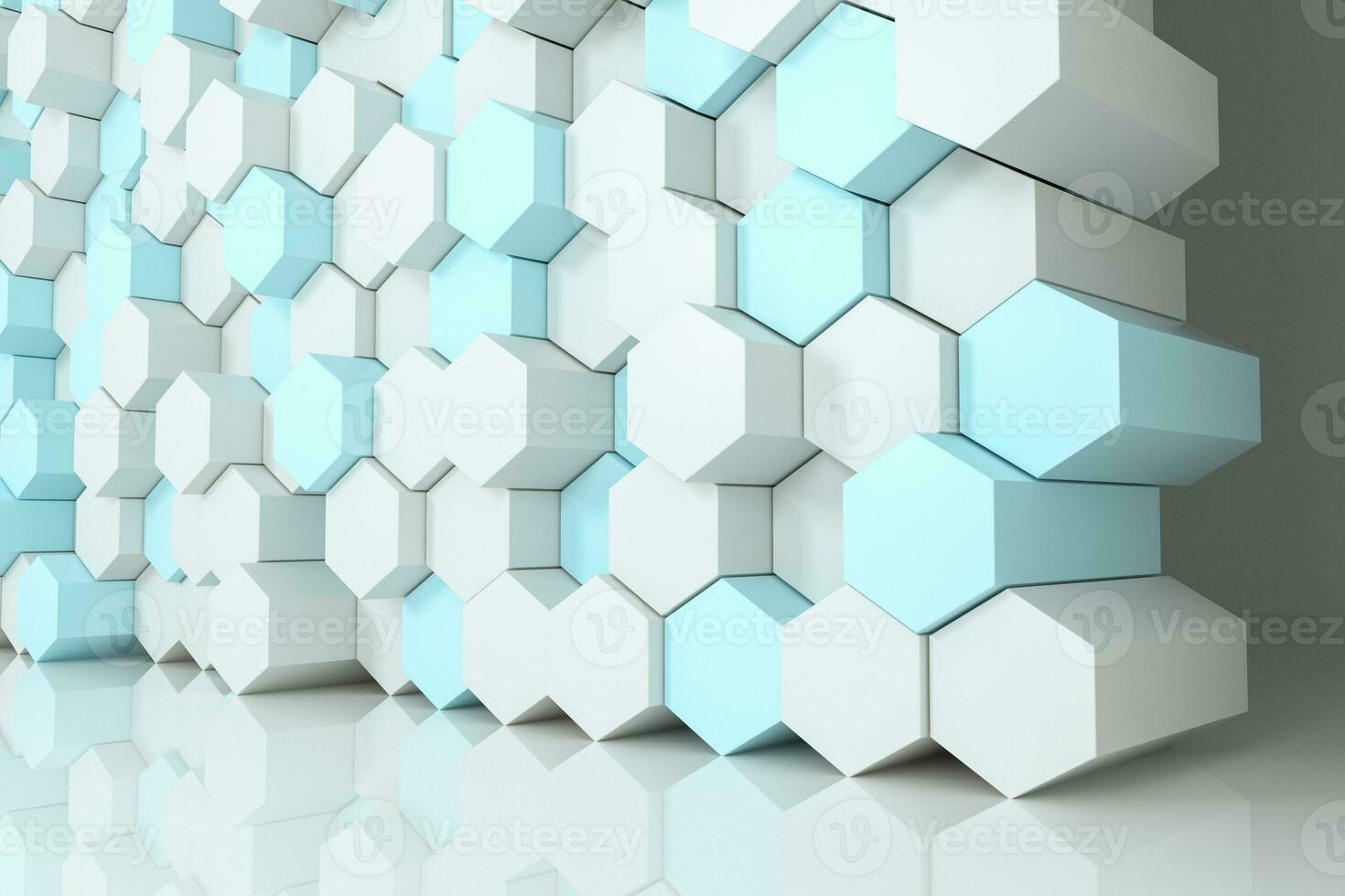 3d le rendu, blanc hexagone cubes. photo