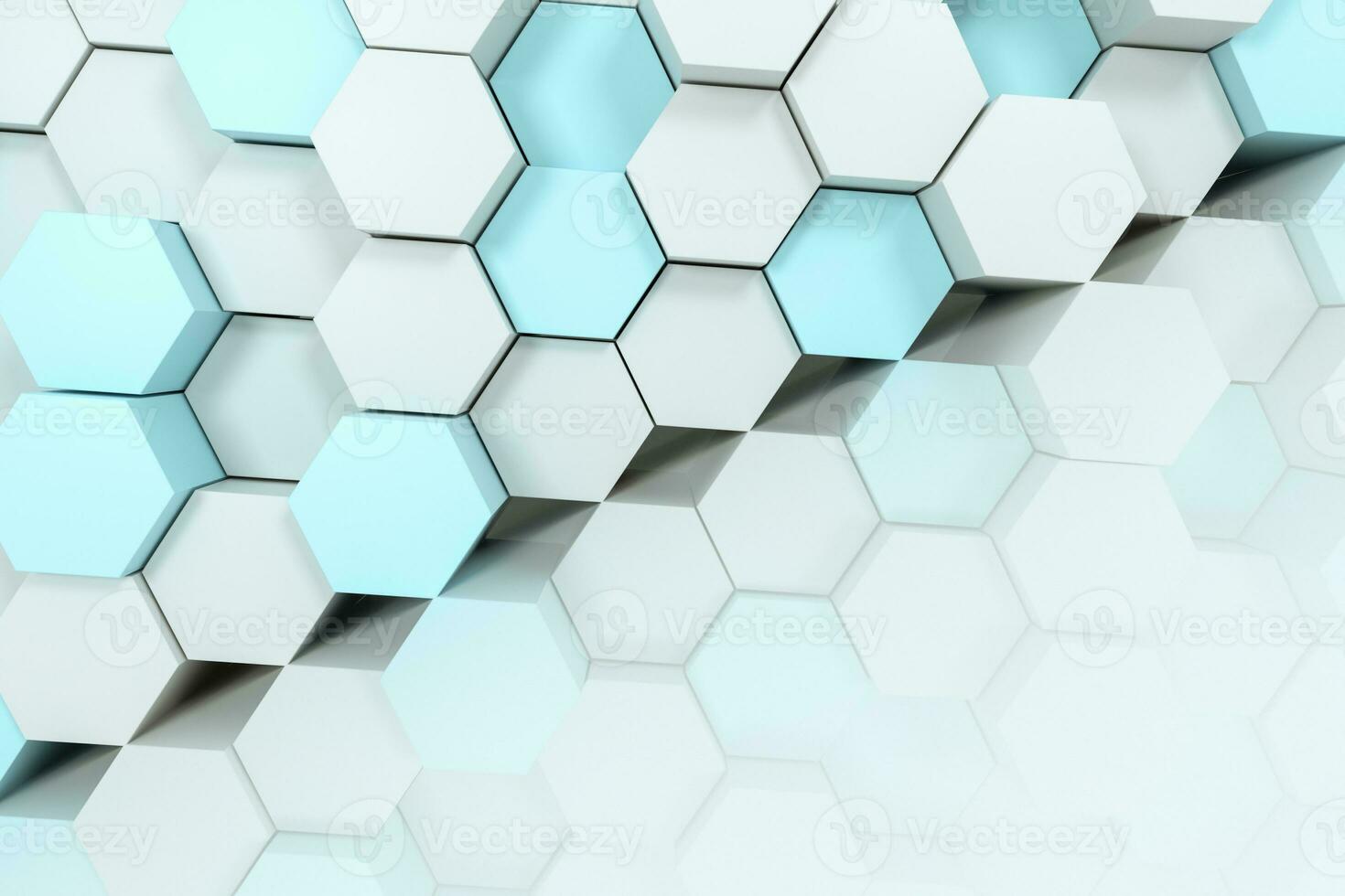 3d le rendu, blanc hexagone cubes. photo