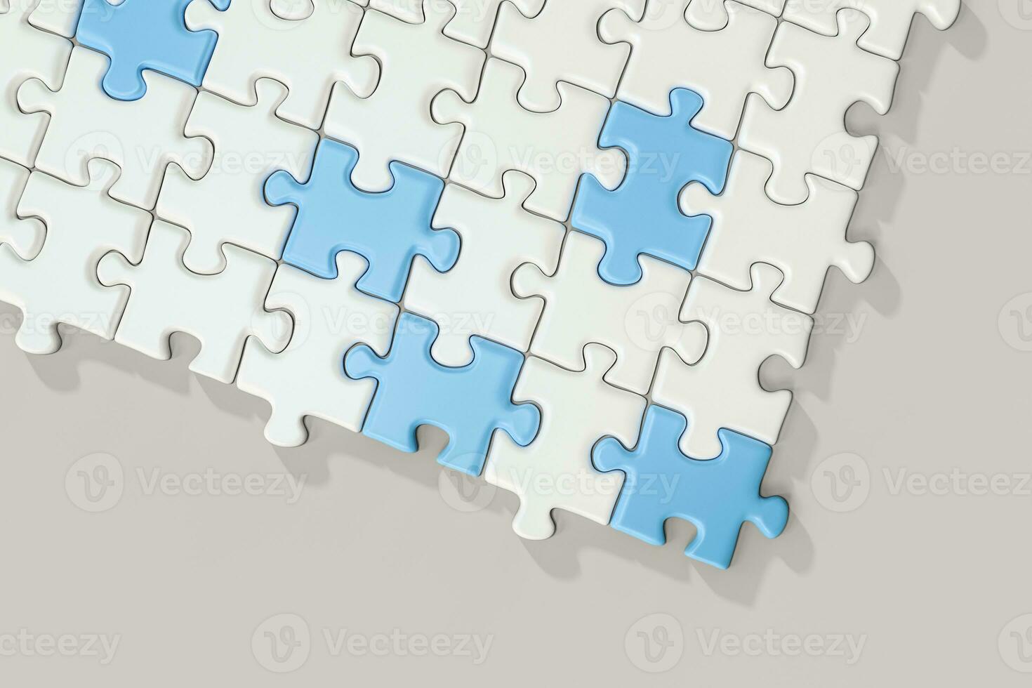 Vide puzzles arrangé soigneusement avec blanc arrière-plan, 3d le rendu. photo