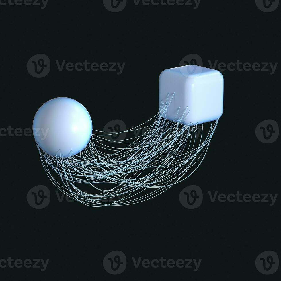 lien lignes avec Créatif géométries, 3d le rendu. photo