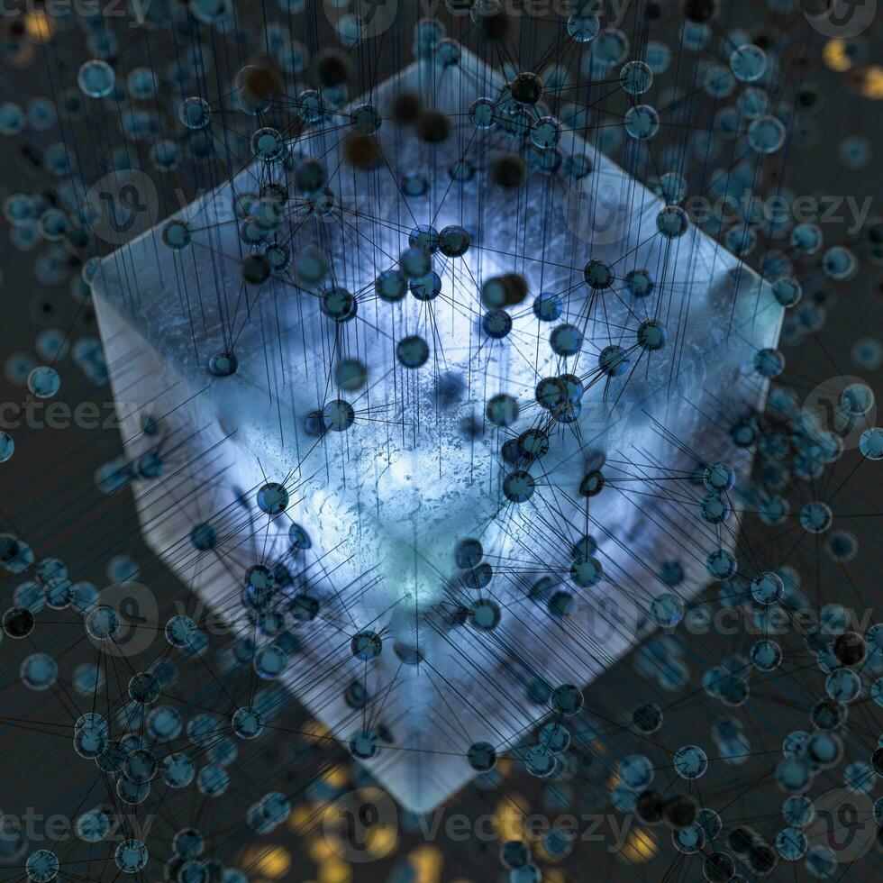 transparent cube et technique connexion, 3d le rendu photo