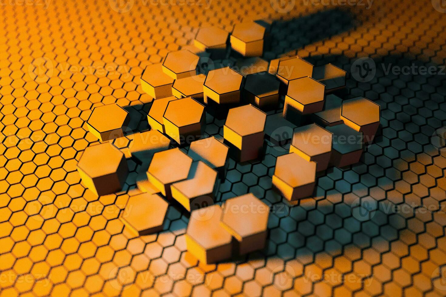 3d le rendu, foncé hexagonal arrière-plan, science-fiction Contexte photo