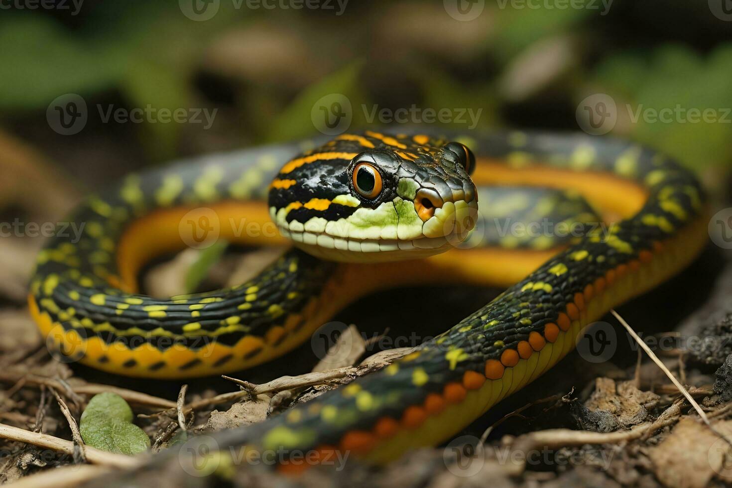 une fermer photo de une plaines jarretière serpent.