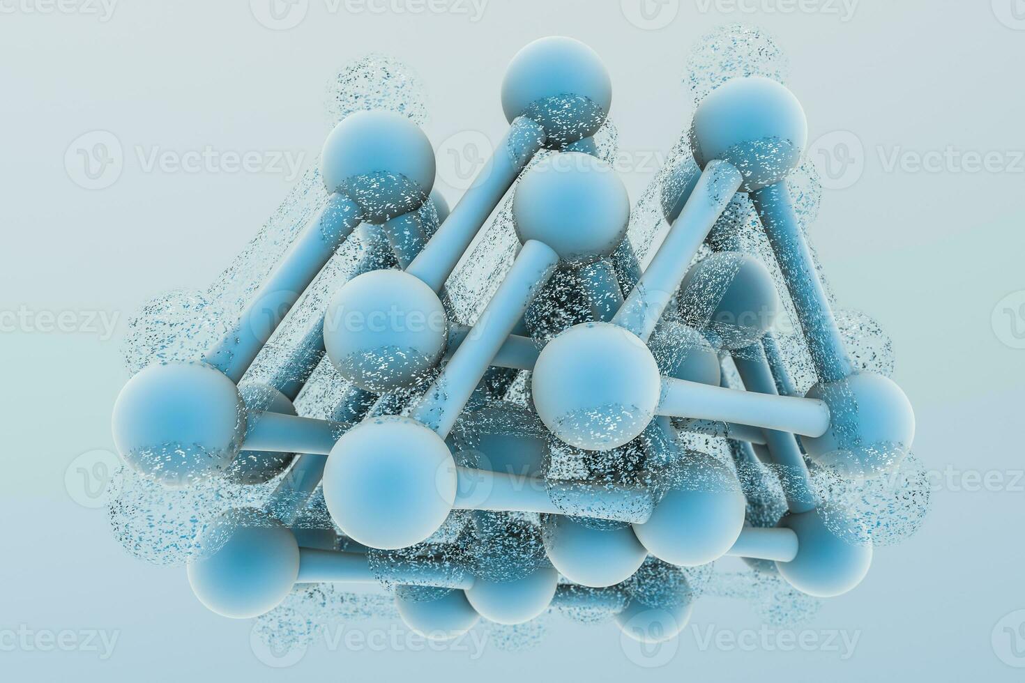 3d le rendu, bleu chimique formule avec particule effets photo