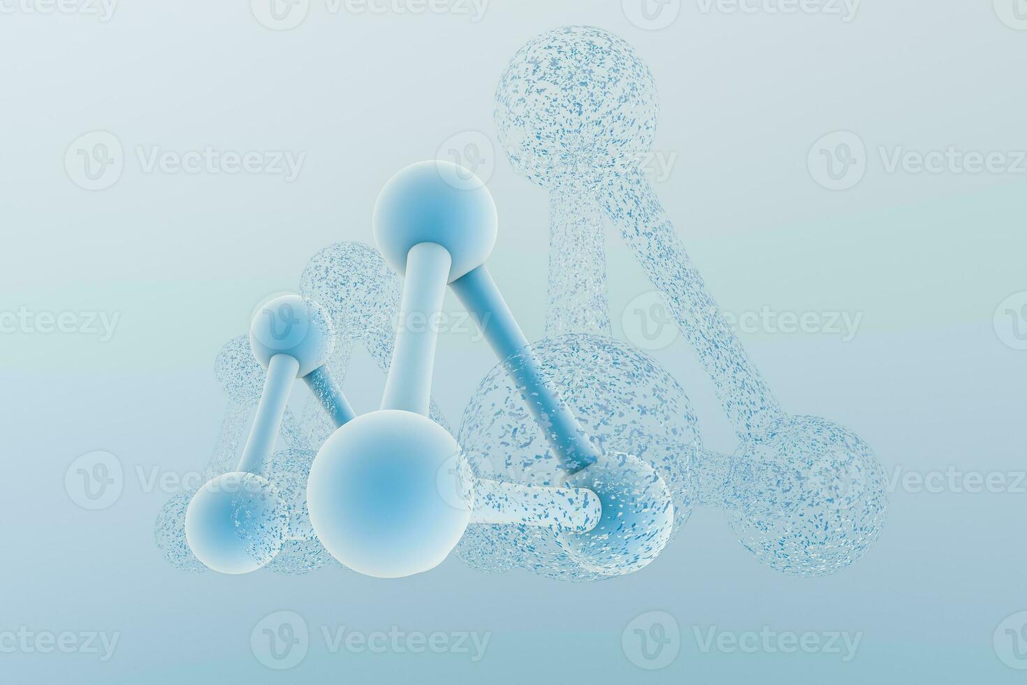 3d le rendu, bleu chimique formule avec particule effets photo