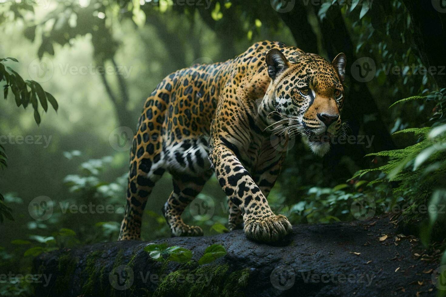 une magnifique et en danger américain jaguar dans ses Naturel habitat. photo