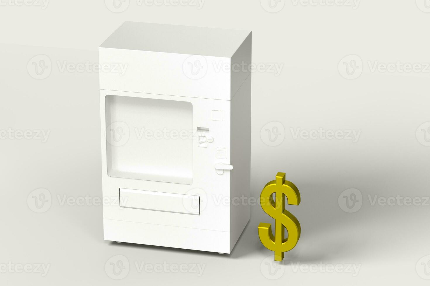 le blanc modèle de vente machine et argent modèle, 3d le rendu. photo