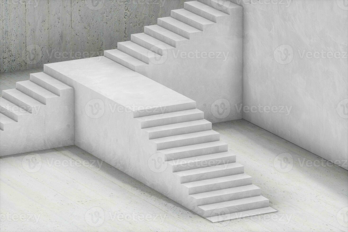 le escalier dans le lumière du jour avec blanc arrière-plan, 3d le rendu. photo