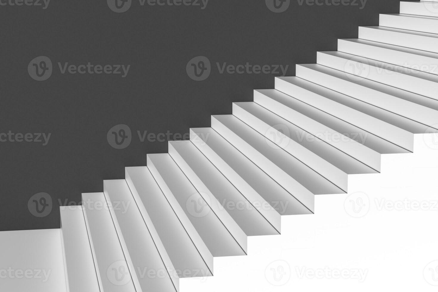 le escalier dans le lumière du jour avec blanc arrière-plan, 3d le rendu. photo