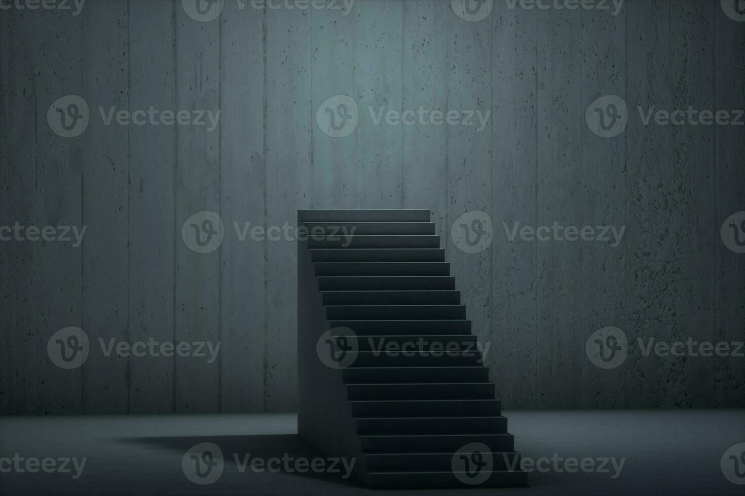 le escalier dans le foncé sous-sol, 3d le rendu. photo