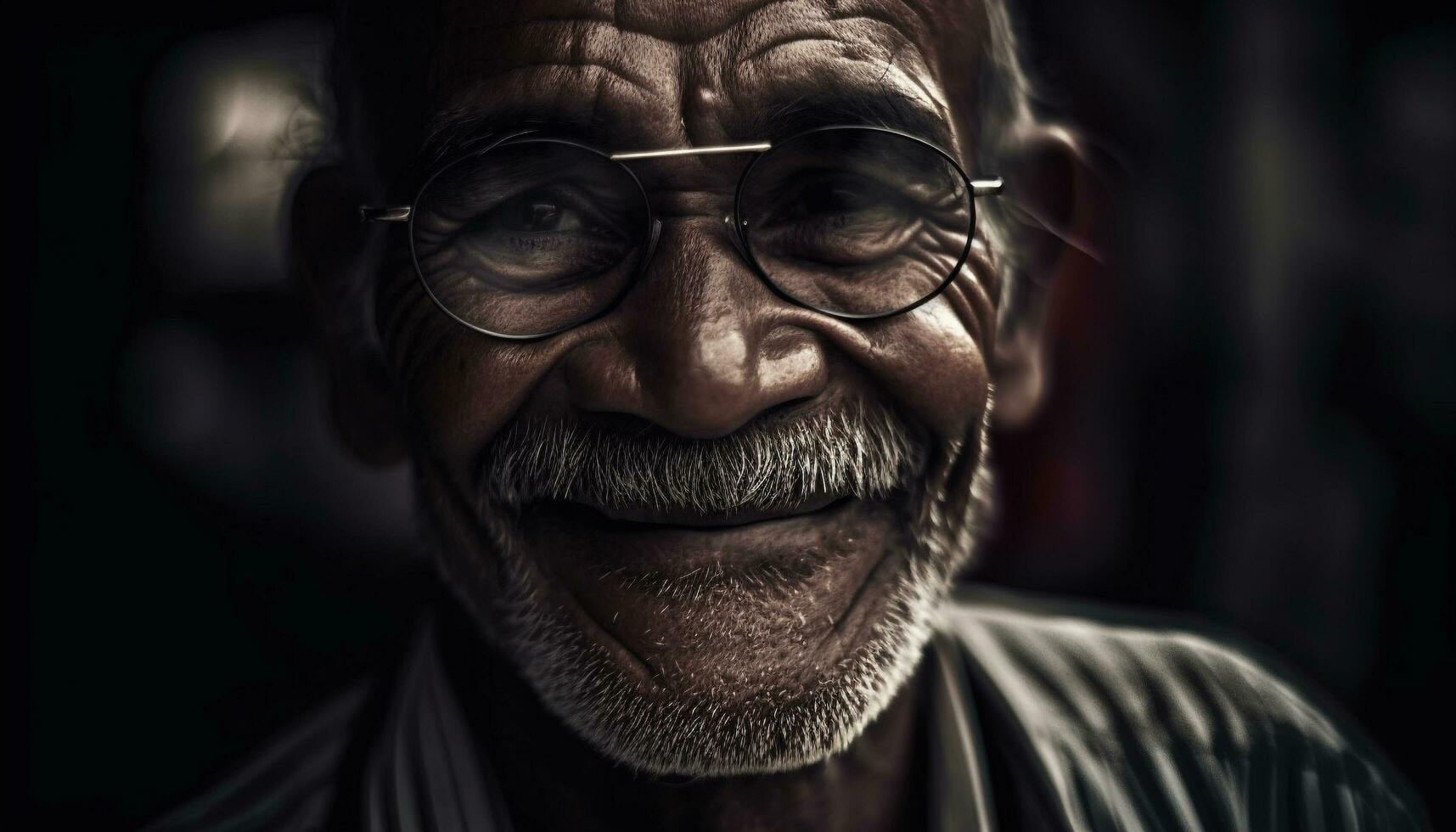 souriant Sénior homme avec gris cheveux et barbe, à la recherche sur de soi généré par ai photo