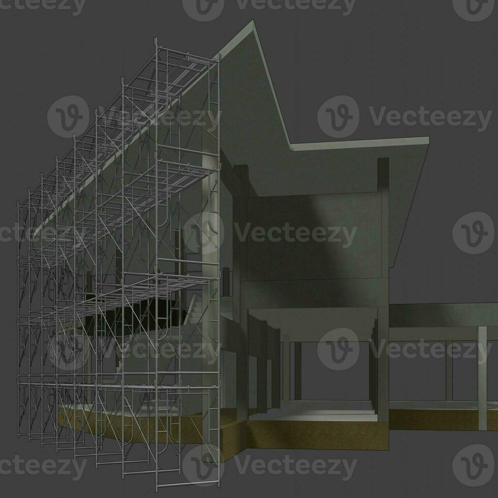 3d illustration de bâtiment et construction photo