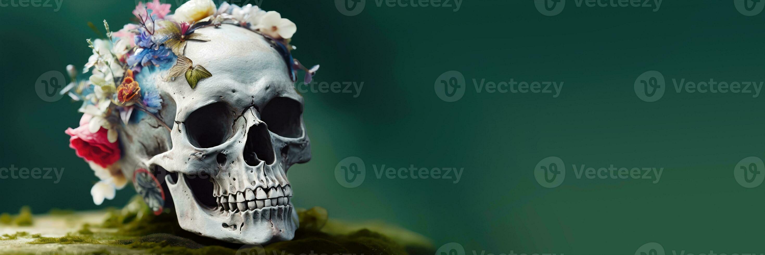 journée de le mort floral crâne - de fête conception inspiration - génératif ai photo