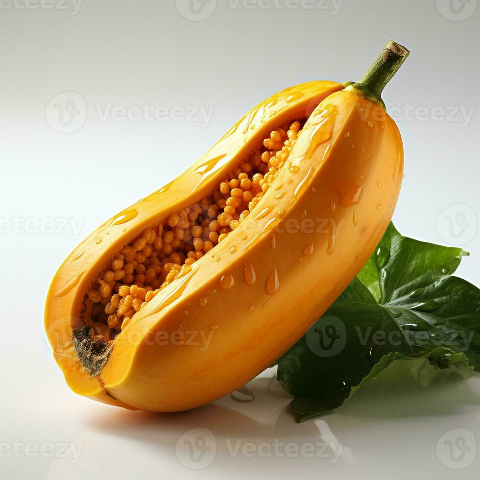 le Papaye fruit est sucré et Frais avec une blanc Contexte photo