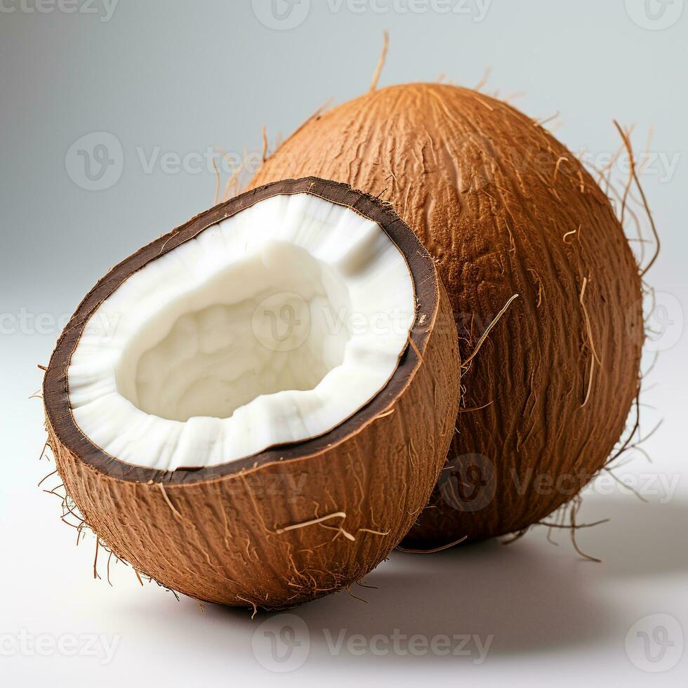 Frais noix de coco sur une blanc Contexte photo