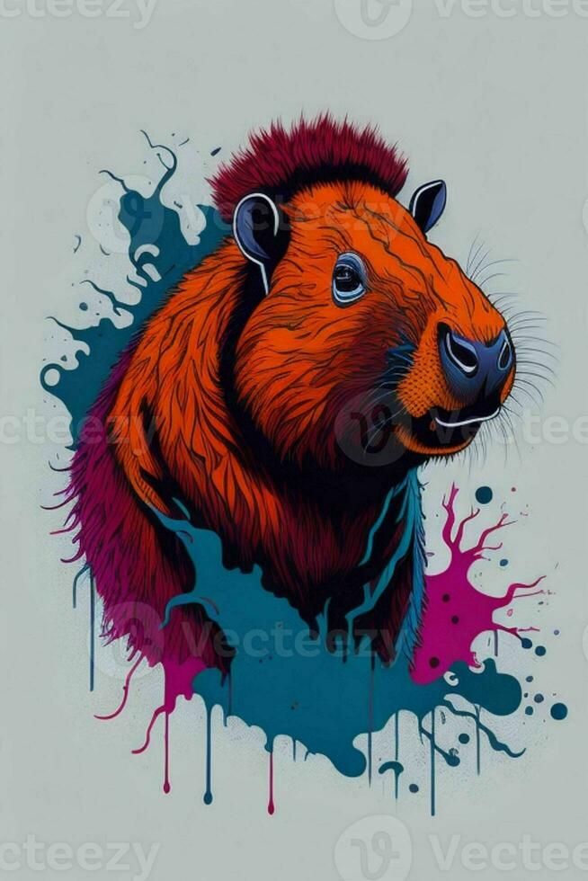 une détaillé illustration de une capybara pour une T-shirt conception, fond d'écran, et mode photo