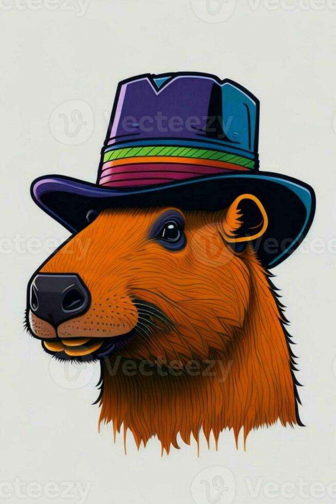 une détaillé illustration de une capybara pour une T-shirt conception, fond d'écran, et mode photo