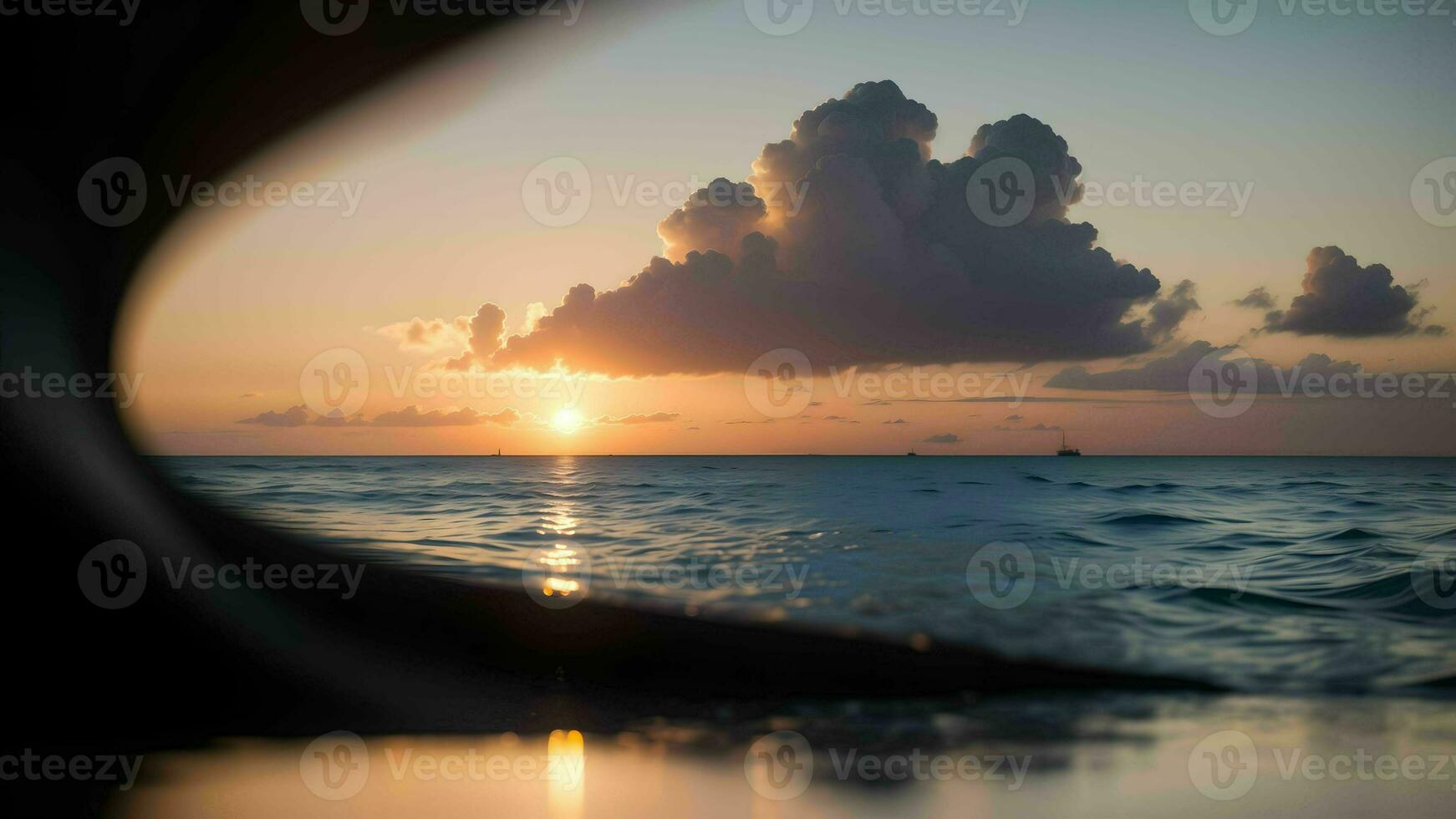 abstrait minimalisme dans une le coucher du soleil paysage marin ai généré photo