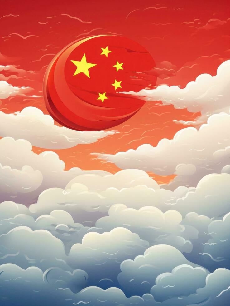 chinois nationale drapeau, le nationale journée de le les gens république de Chine sur octobre 31, anniversaire de le chinois gens et le génial fête de le les gens république de Chine.générative ai photo