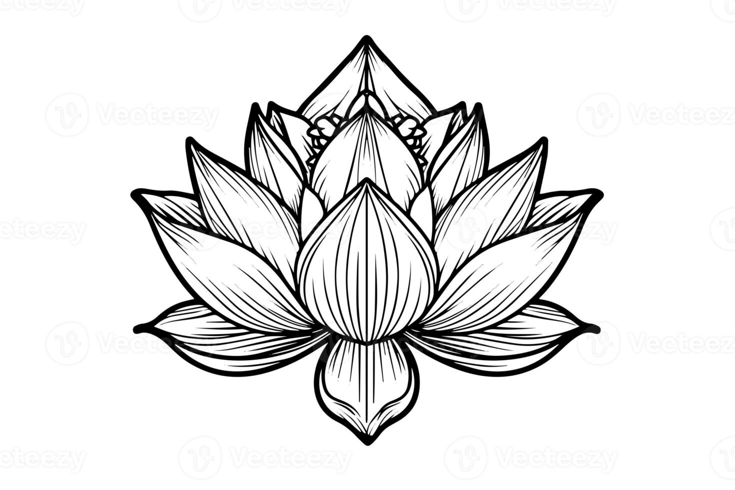 une lotus lis l'eau fleur dans une ancien gravure sur bois gravé gravure style vecteur illustration. photo