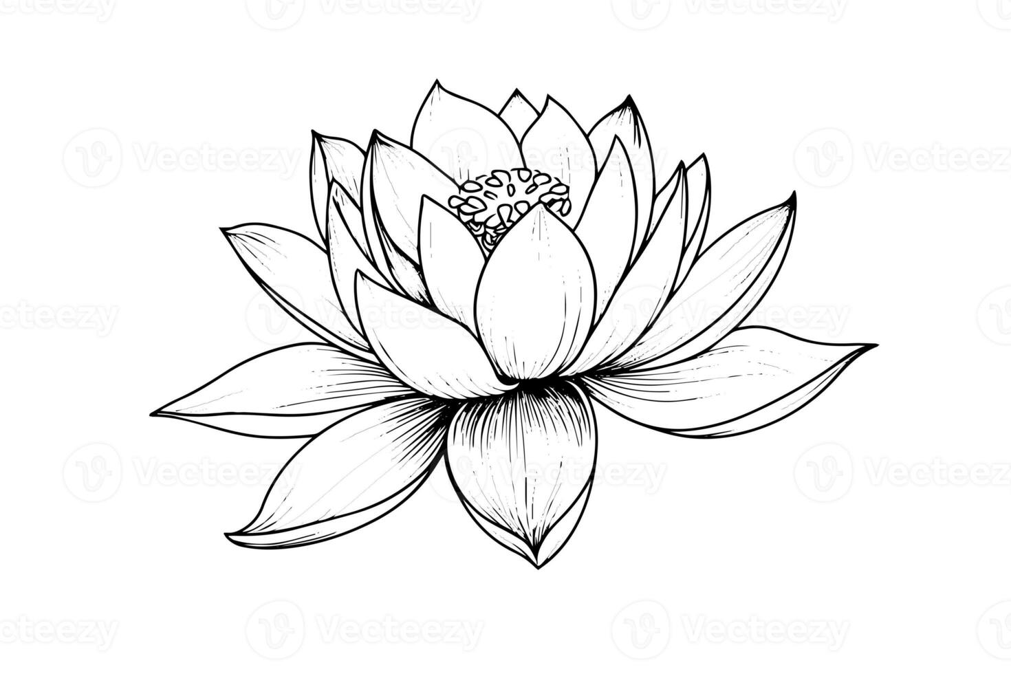 une lotus lis l'eau fleur dans une ancien gravure sur bois gravé gravure style vecteur illustration. photo