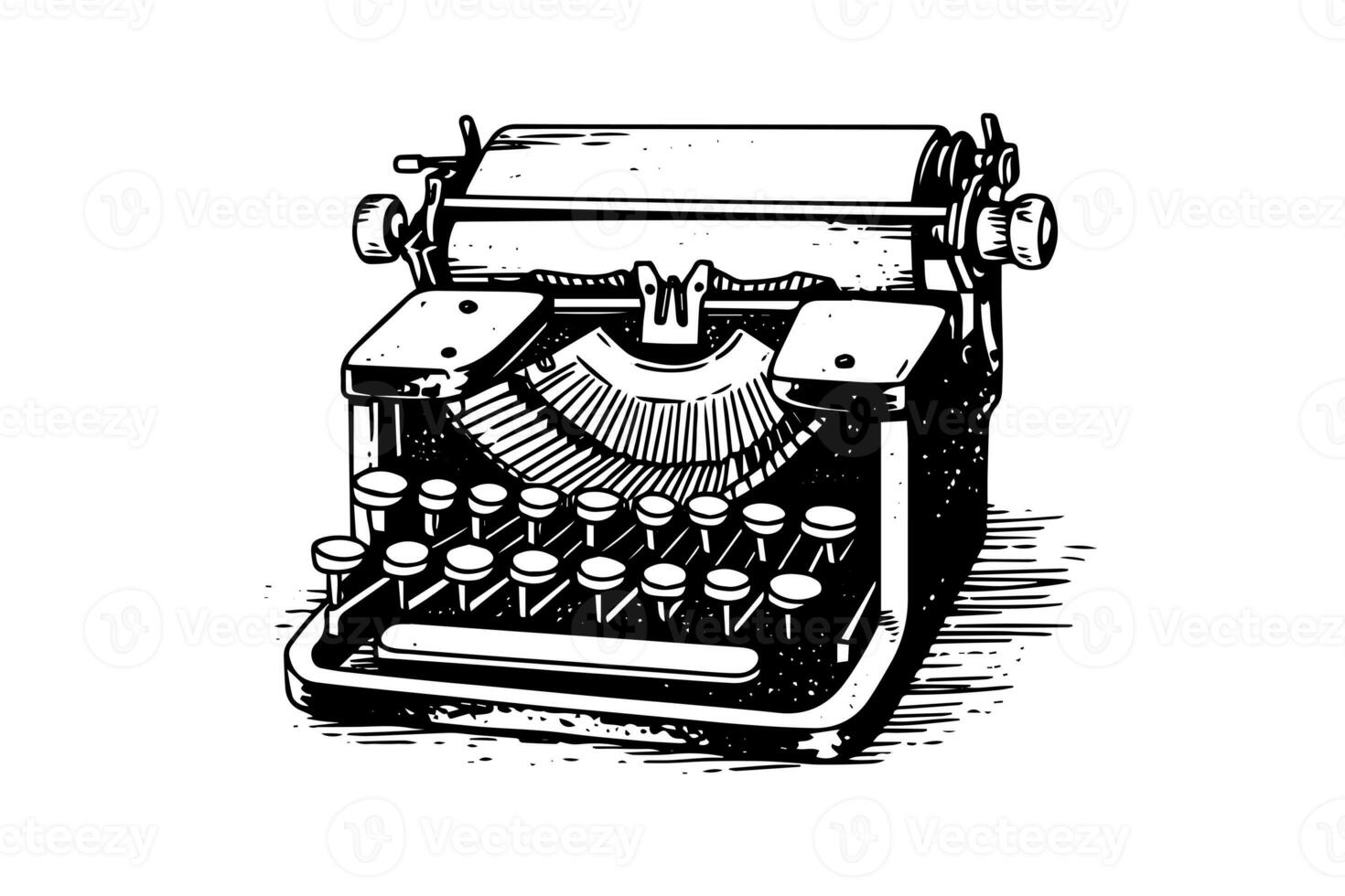 vecteur main tiré illustration de rétro machine à écrire dans ancien gravé style photo