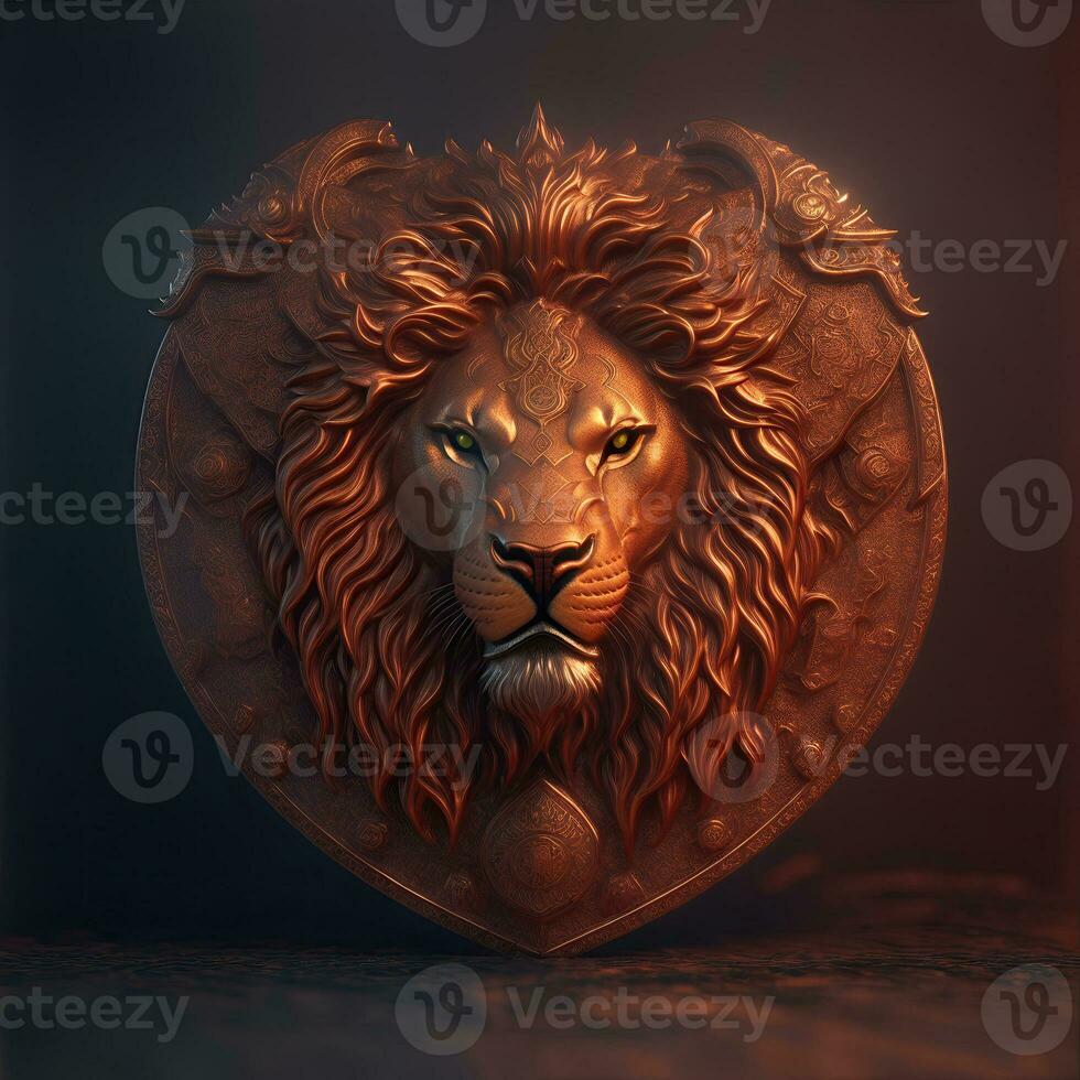 Lion tête avec 3d tailler et sculpture photo